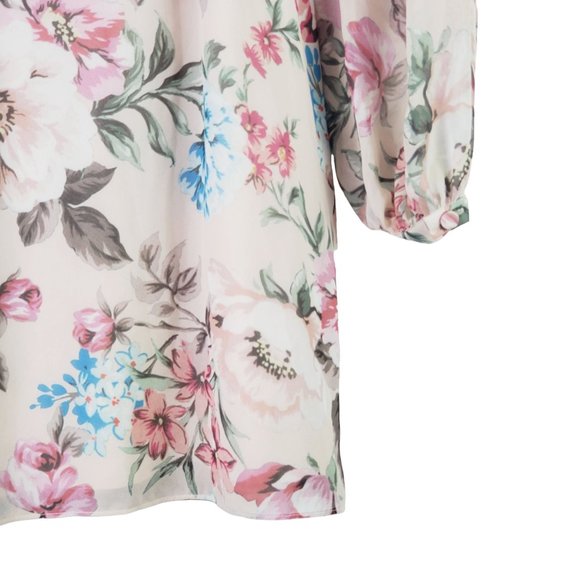 Yumi Kim Tie Me Over Dress, Pink Floral, Faux Wrap Skirt, Sz XS - Picture 12 of 13